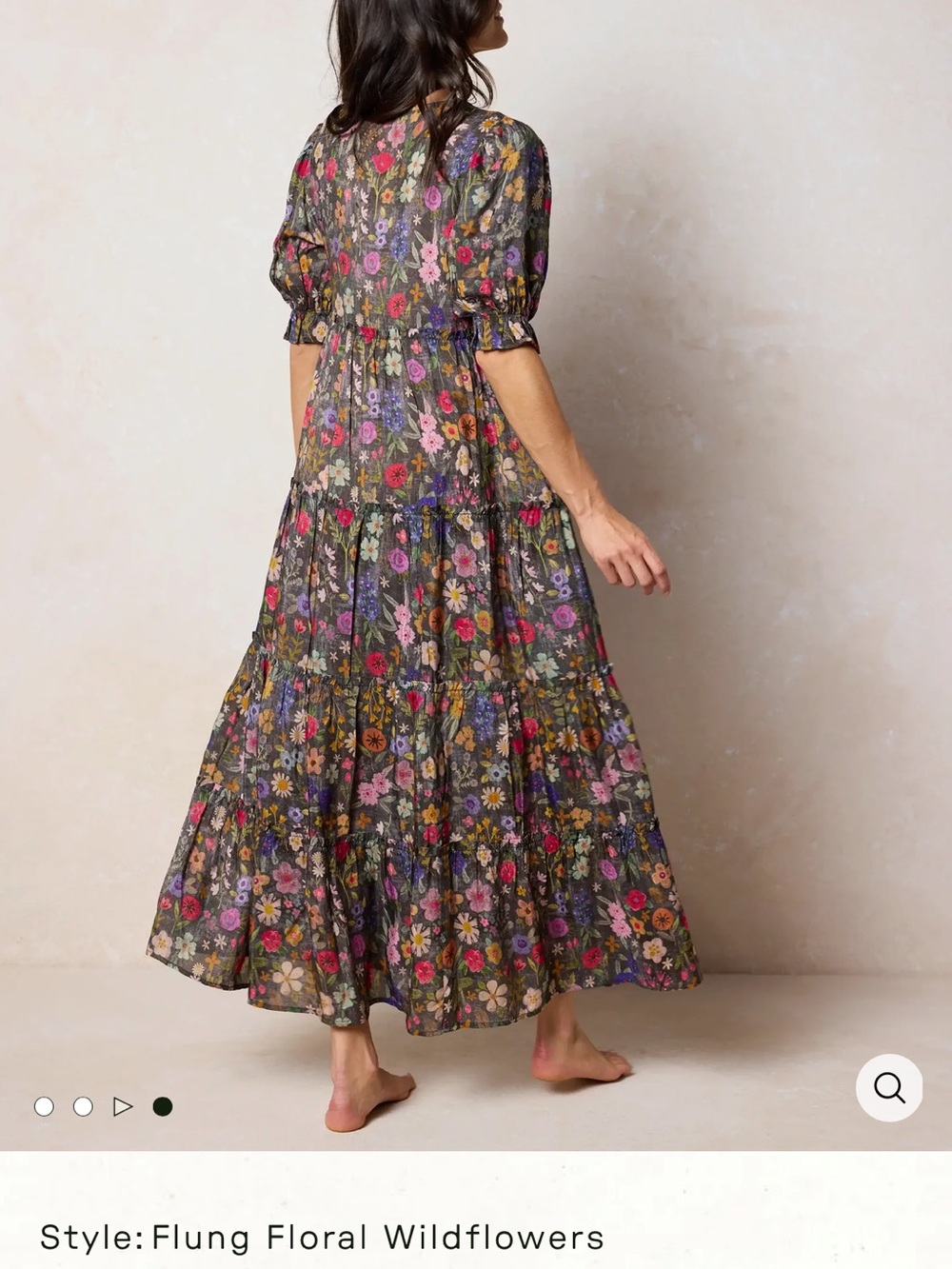NATURAL LIFE Floral Maxi Dress in Black with Pink Yoke - Picture 4 of 10